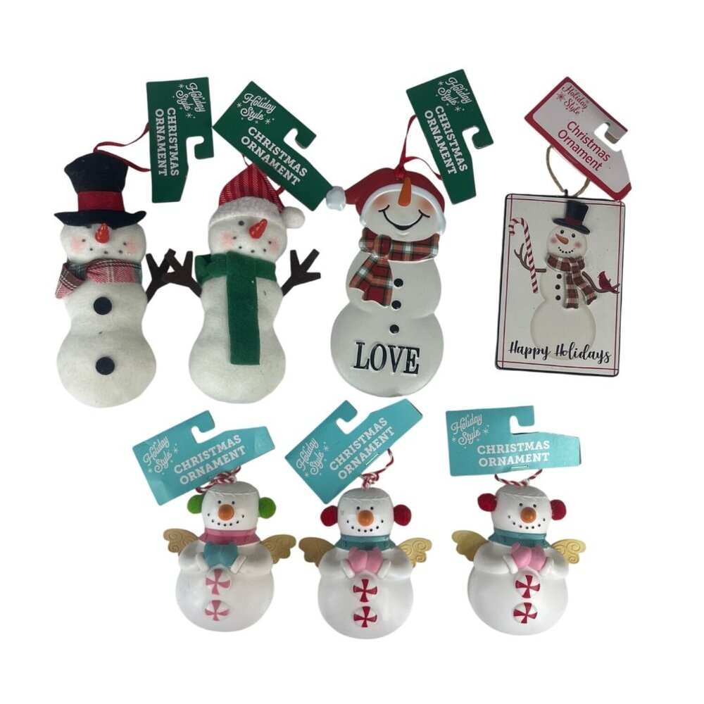 Holiday Style Set Of 7 Snowman Christmas Ornaments Assorted New